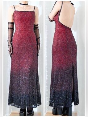Je Matadi by Sean Mehta beaded ombre formal gown, backless, Vintage size S